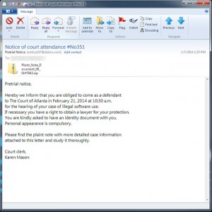 Notice of court attendance scam email
